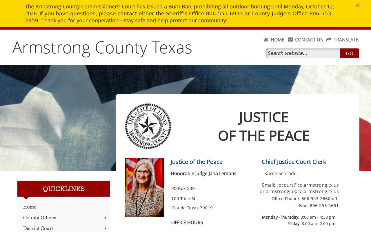 Armstrong County court docket Justice of the Peace calendar access